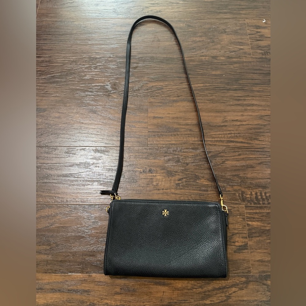 Tory Burch Black Pebbled Leather Crossbody Bag